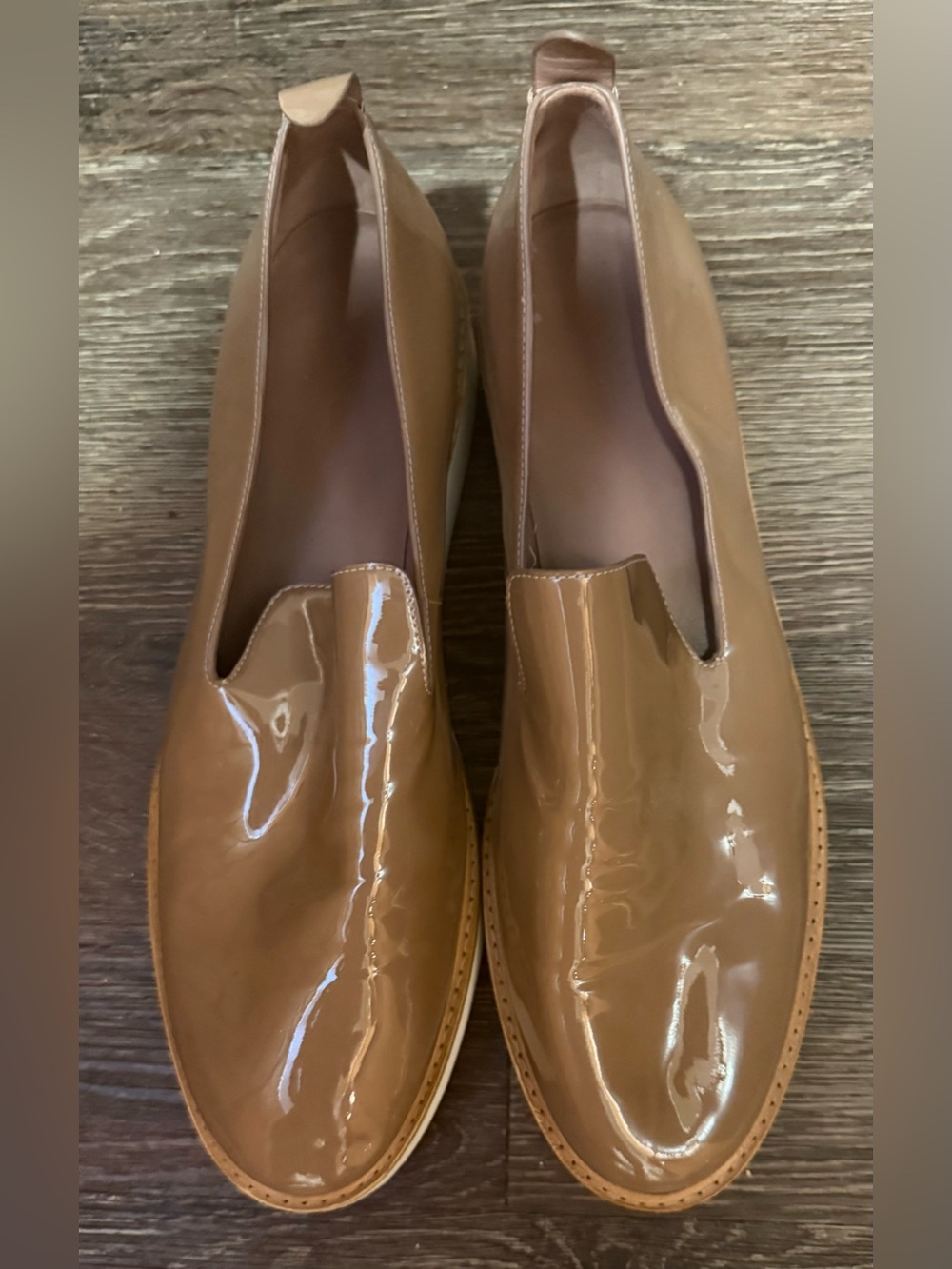 Vince Patent Leather Slip-On Loafers in Taupe | Sz 12 - Picture 4 of 4